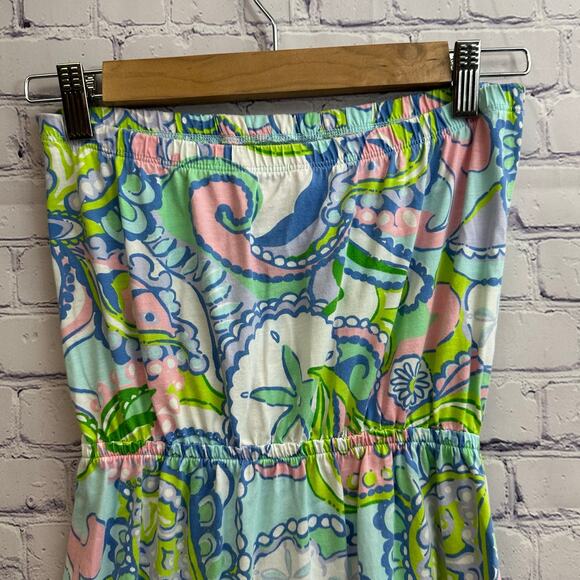 Lilly Pulitzer Windsor Strapless Dress Blue Pink Conch Republic Small Cotton - Picture 6 of 8